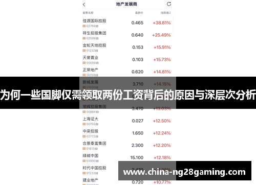 为何一些国脚仅需领取两份工资背后的原因与深层次分析