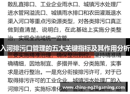 入河排污口管理的五大关键指标及其作用分析