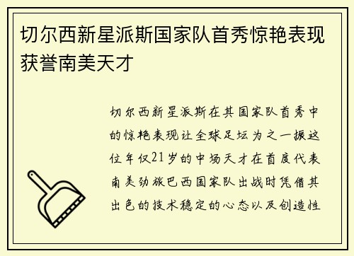 切尔西新星派斯国家队首秀惊艳表现获誉南美天才